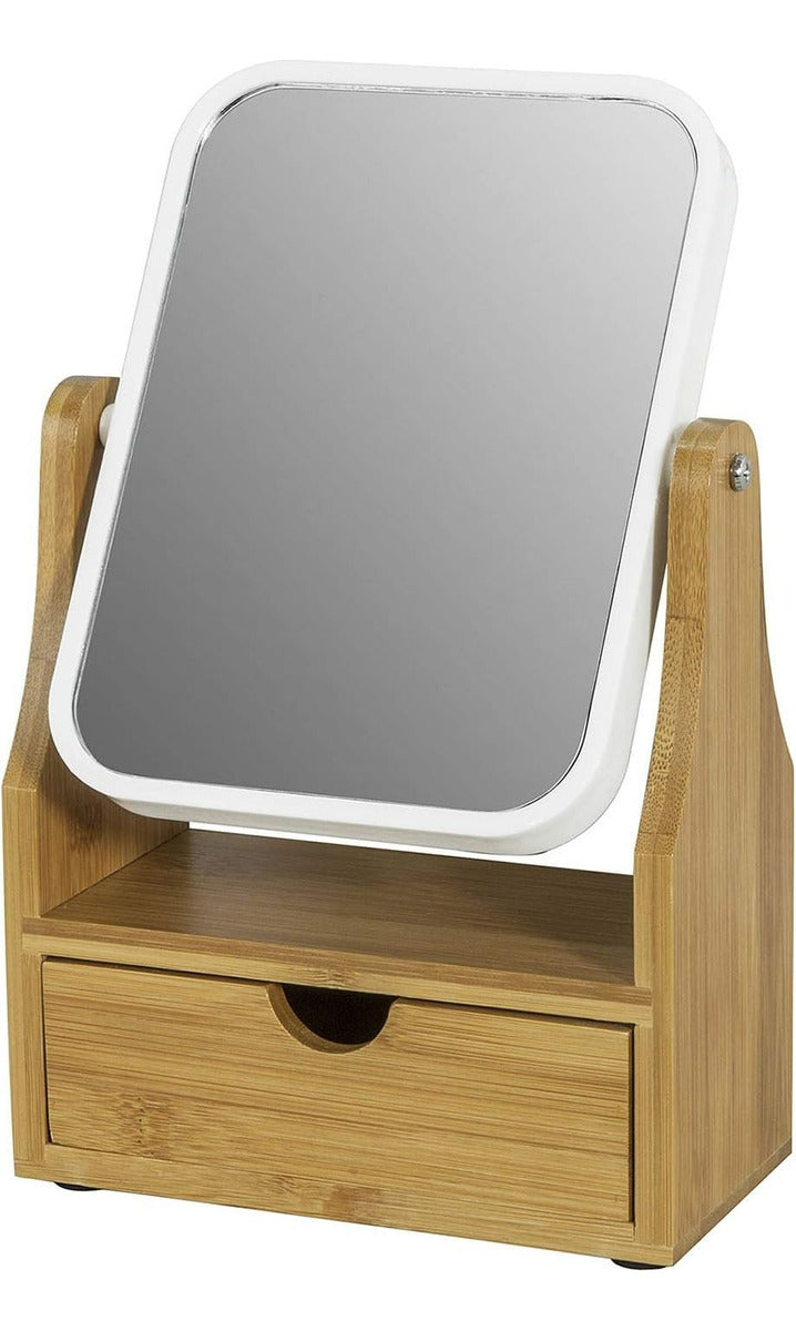 Espejo De Maquillaje Rotación 360 – Diseño Elegante Con Cajón