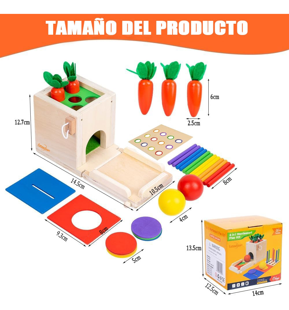 Montesori Juguete De Madera Cubo Encaje Didáctico 4en1 – Diversión Educativa Para Niños