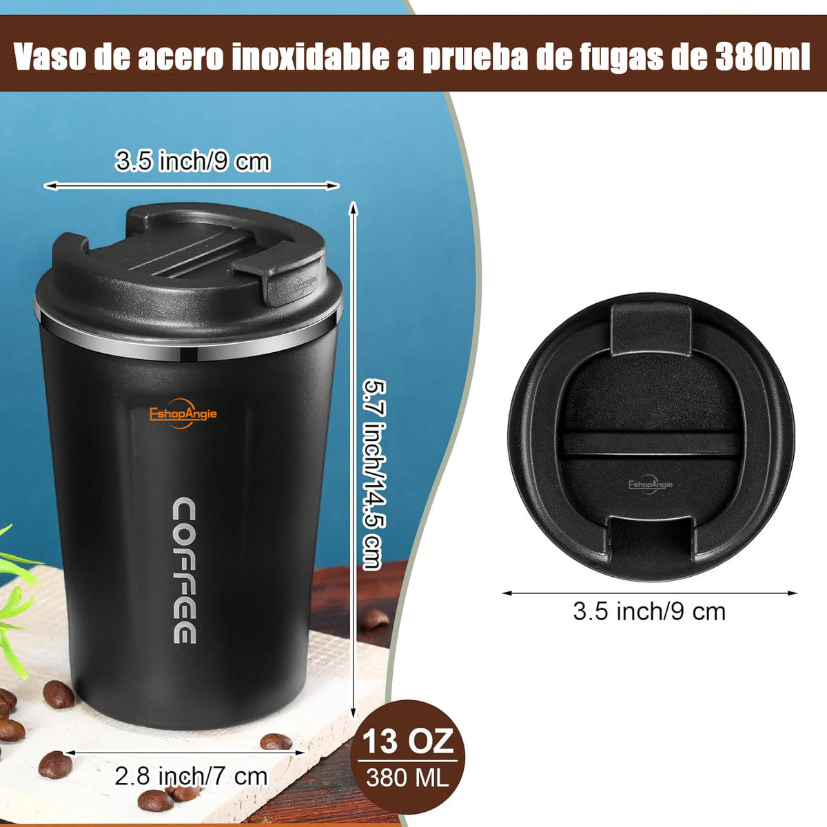 Termo Mug Café – Acero Inoxidable Portátil 380ml