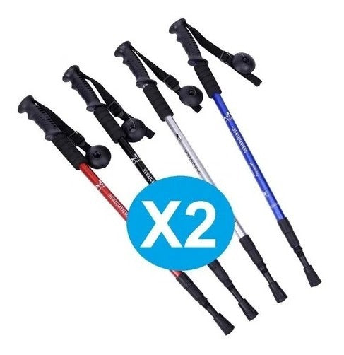 MarcaX Pack 2 Bastón Trekking 3 Tramos – Ultraligero y Antishock