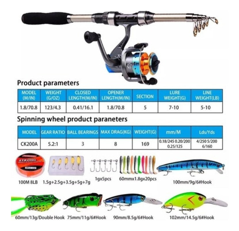 PescaPro Kit Pesca 1.8m – Experiencia Completa de Pesca