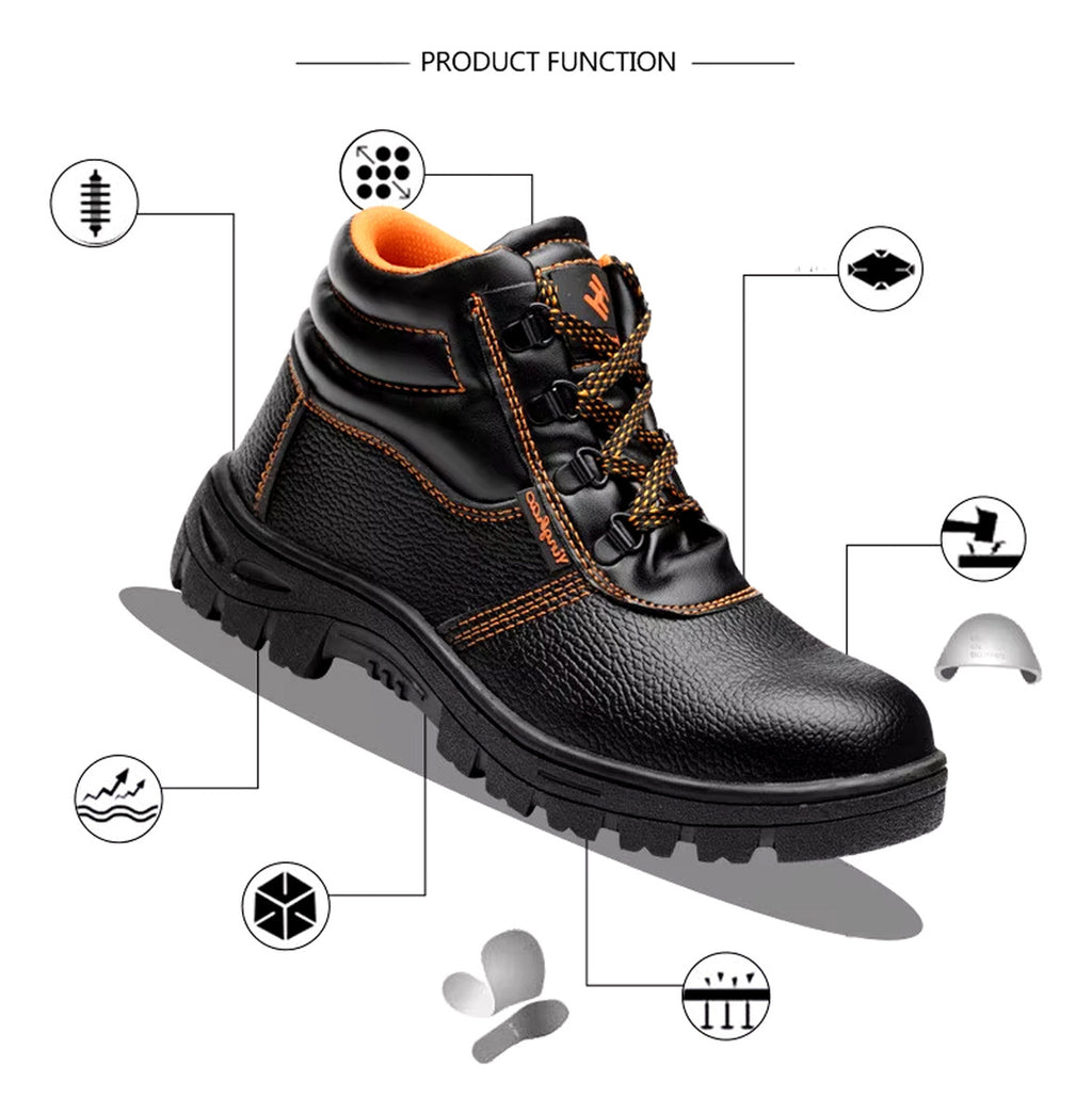 XYZ Zapato Seguridad Botín Negro Caña Punta Metal – Protección Superior y Comodidad