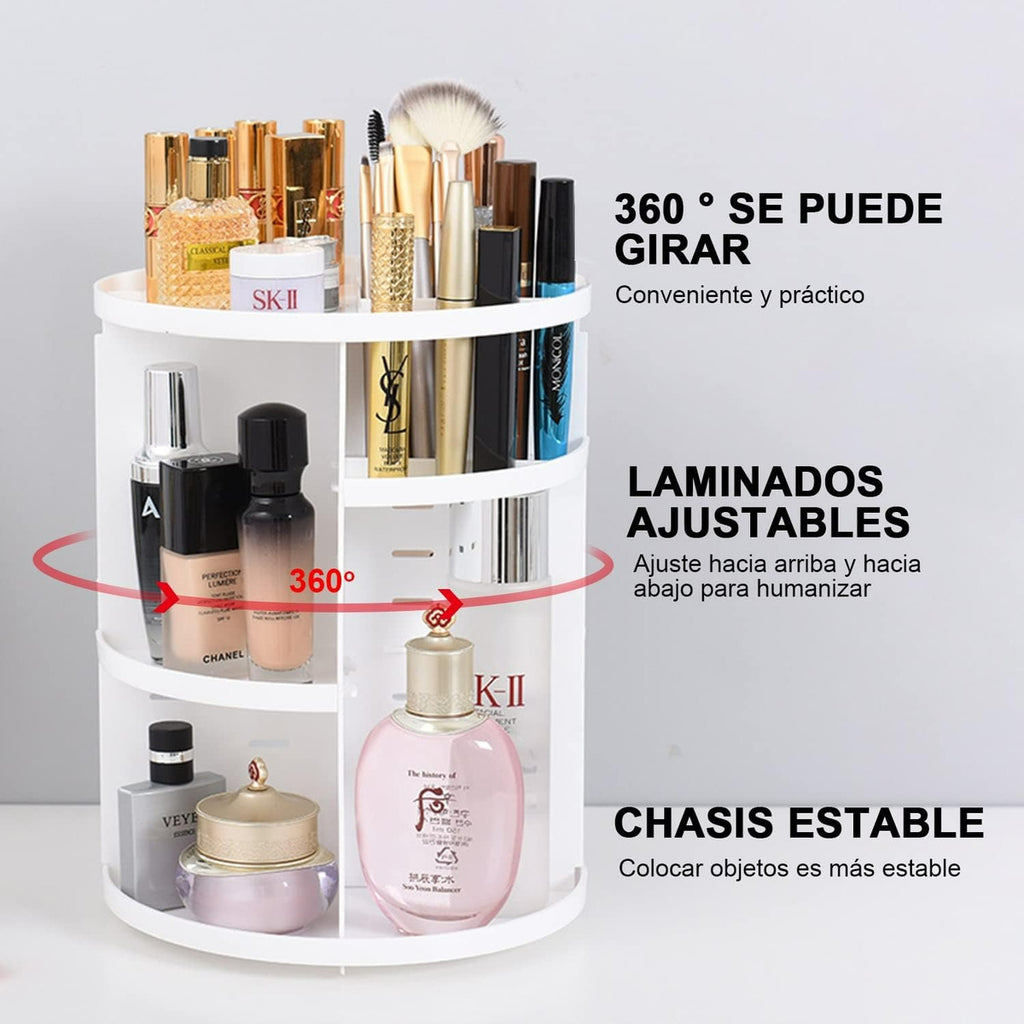 Organizador De Maquillaje Cosmetiquero Giratorio 360 Grados – Almacenamiento Eficiente y Elegante