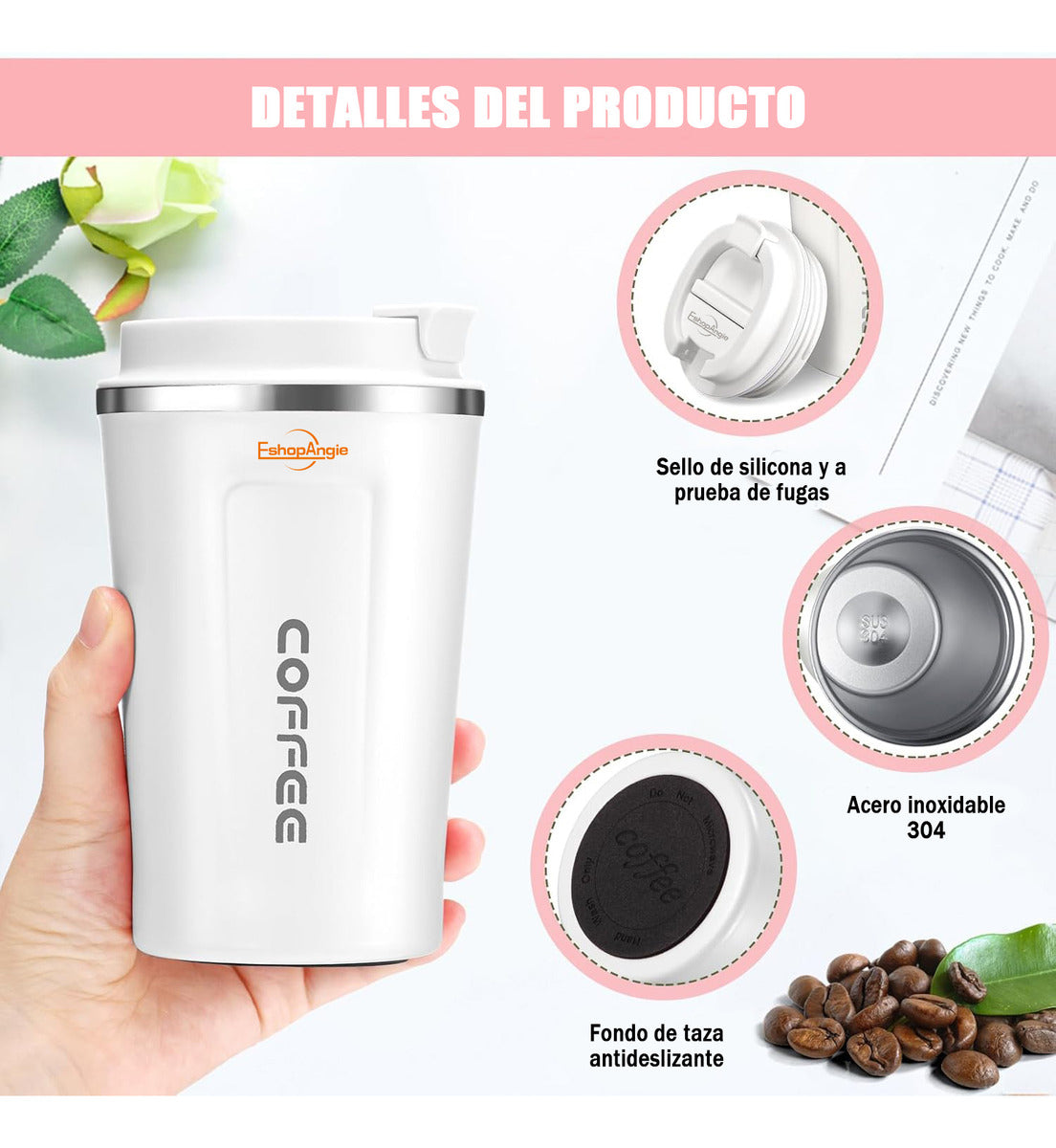 Termo Mug Café – Acero Inoxidable Portátil 380ml