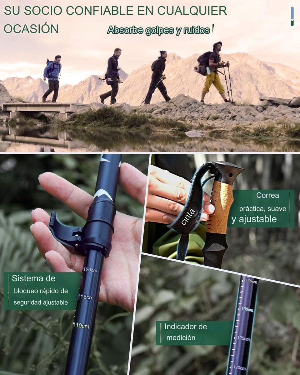 LARIBON Pack 2 Bastones Trekking Plegables – Máxima Estabilidad y Confort