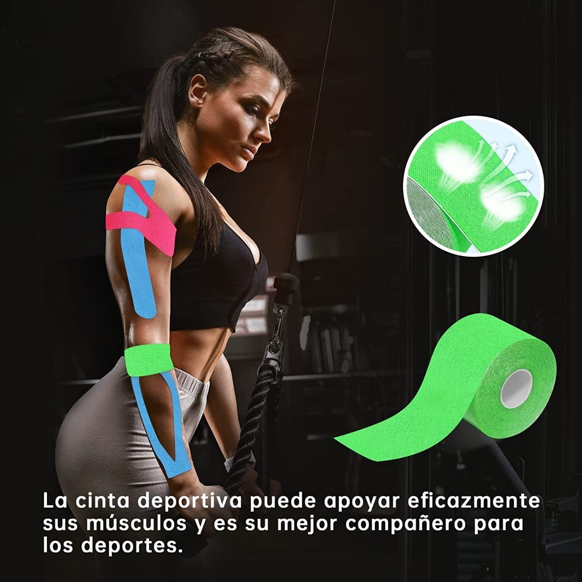 Cinta Kinesiológica Soporte Muscular 5cm 5mts – Alivio para Molestias Musculares