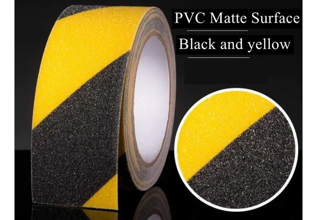 Cinta Seguridad Antideslizante 5 Metros Color Negro Amarillo – Previene Resbalones y Accidente