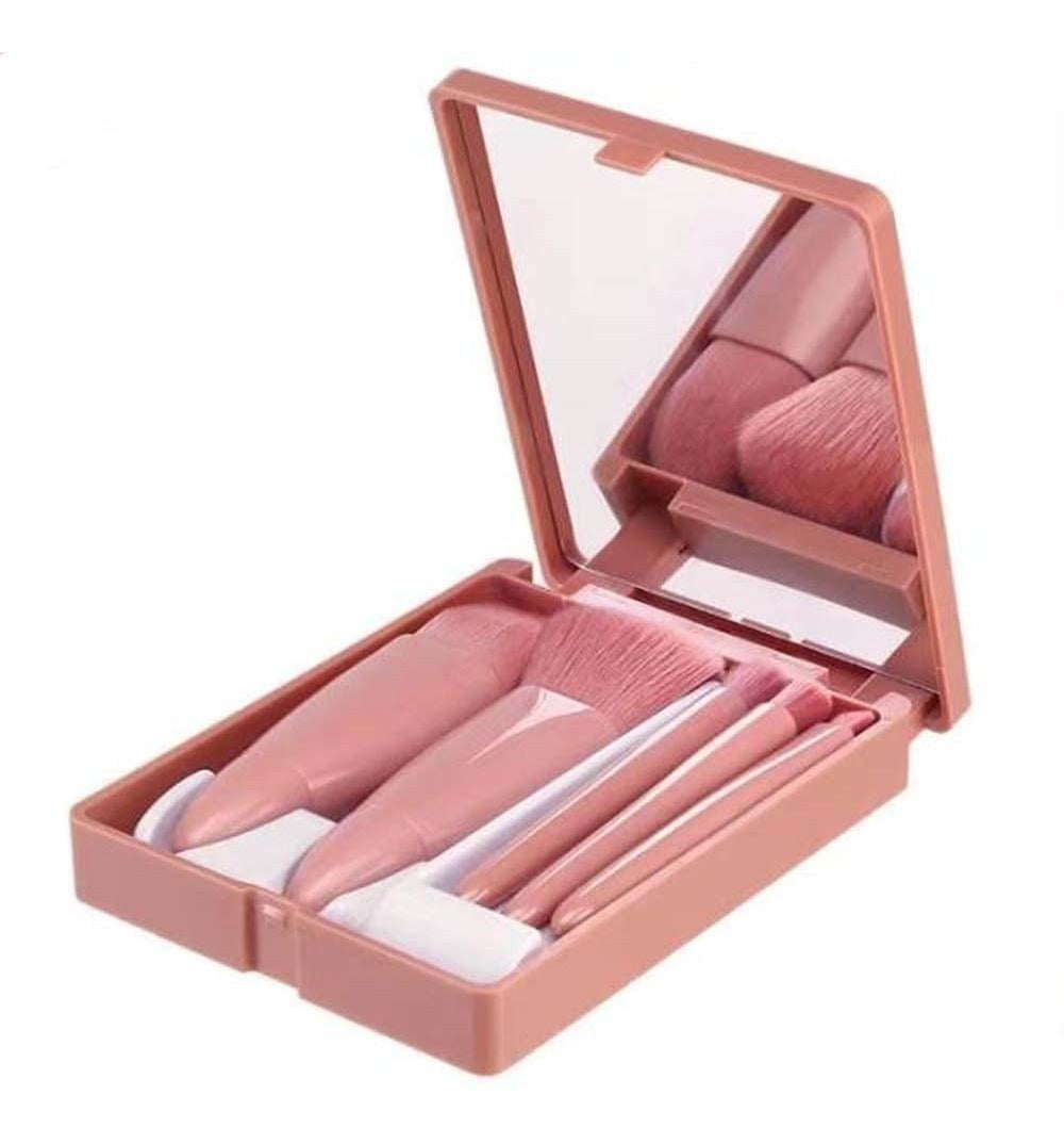 Set 5 Brochas De Maquillaje Profesionales – Material De Alta Calidad Con Estuche Espejo