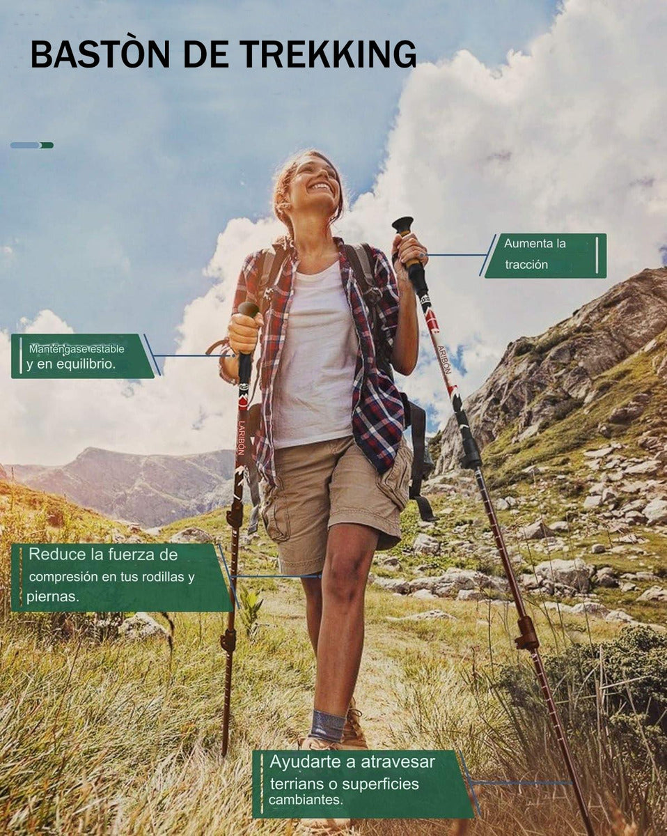 LARIBON Pack 2 Bastones Trekking Plegables – Máxima Estabilidad y Confort