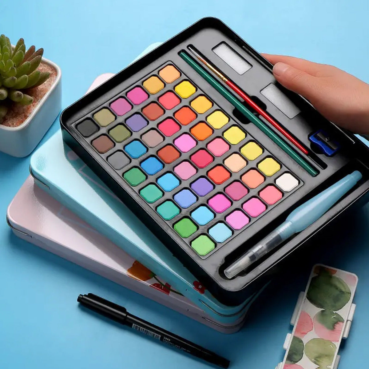 Art Kit Acuarelas Profesionales 48 Colores – Experiencia Creativa Versátil