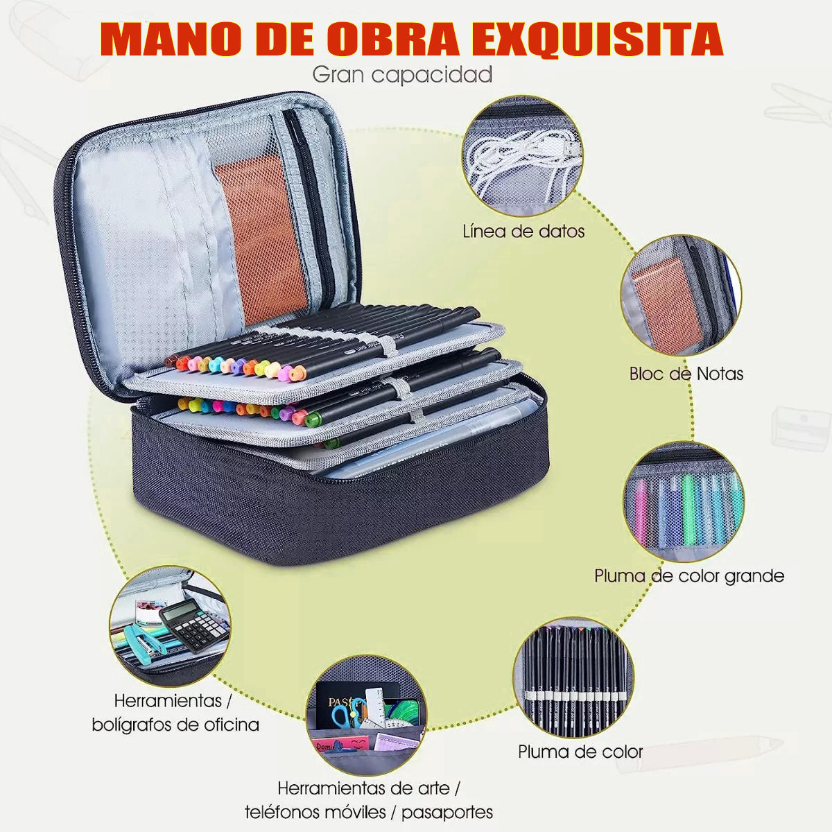 Organizador Escolar Estuche Para Lápices 72 Ranuras – Máxima Organización y Comodidad