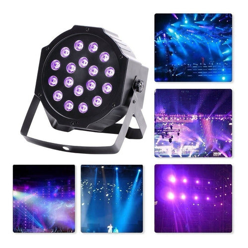 Foco Foco 18 Led UV Negro – Iluminación Espectacular para Fiestas