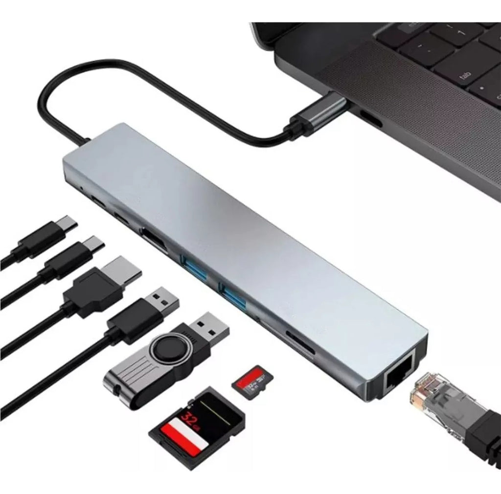 Adaptador Multipuerto Hub Tipo C 8 En 1 – Conectividad Excepcional