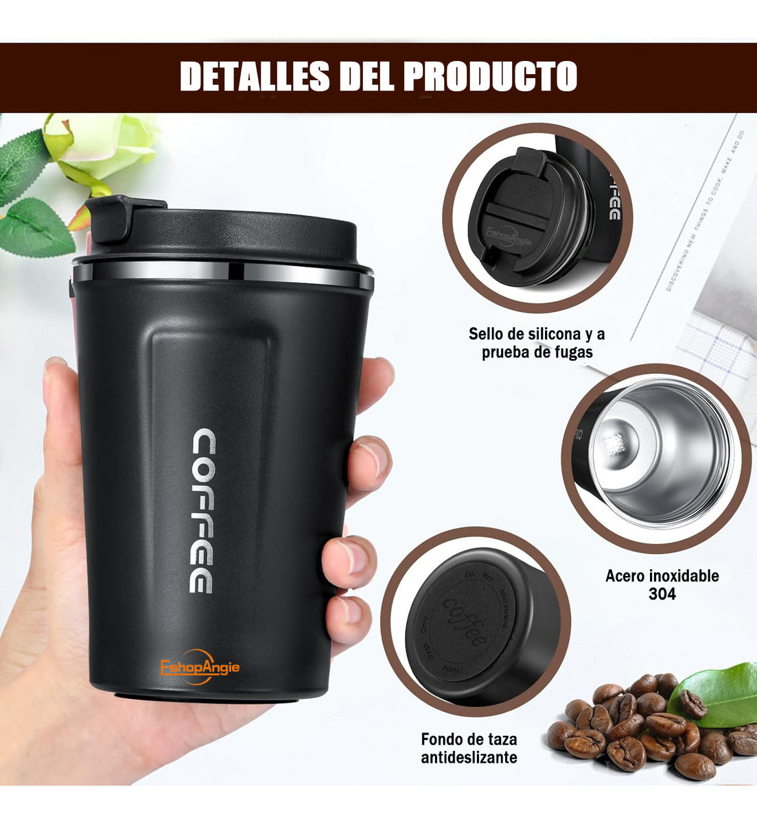Termo Mug Café – Acero Inoxidable Portátil 380ml