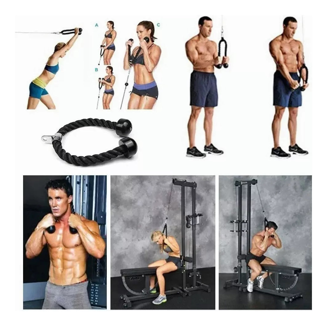 Fitness Pro Cuerda Soga Para Triceps y Biceps – Material de Alta Resistencia