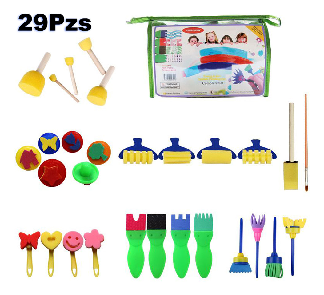 Set29 Esponja Cepillo Brocha Pincel – Experiencia Creativa y Segura para Niños