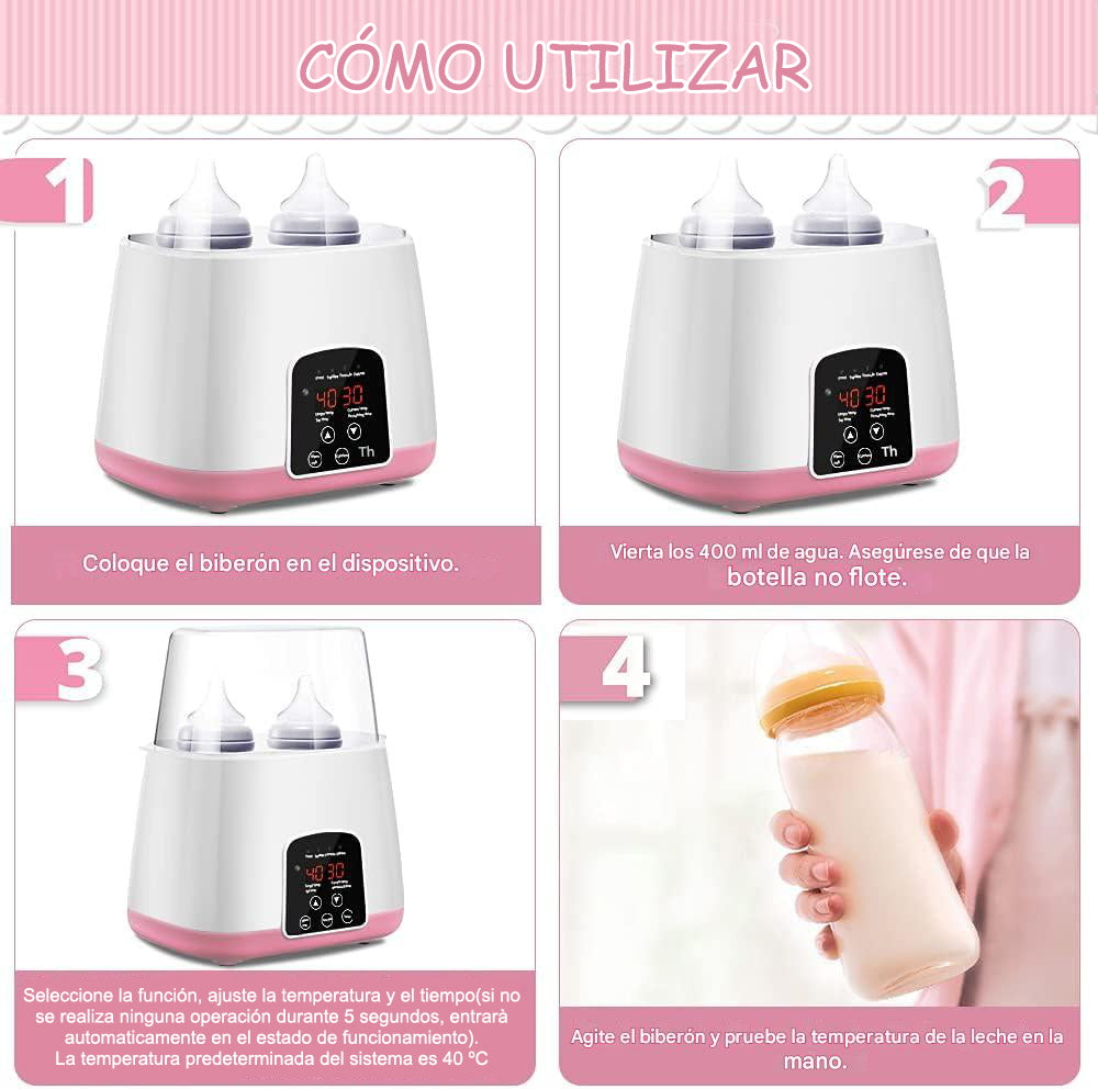 Calentador De Mamaderas Rosa – Calentamiento Rápido Y Comodidad Para Bebés