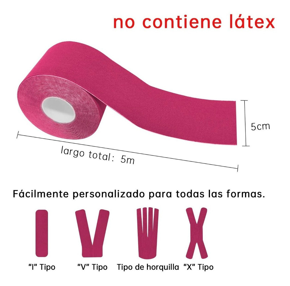 Cinta Kinesiológica Soporte Muscular 5cm 5mts – Alivio para Molestias Musculares