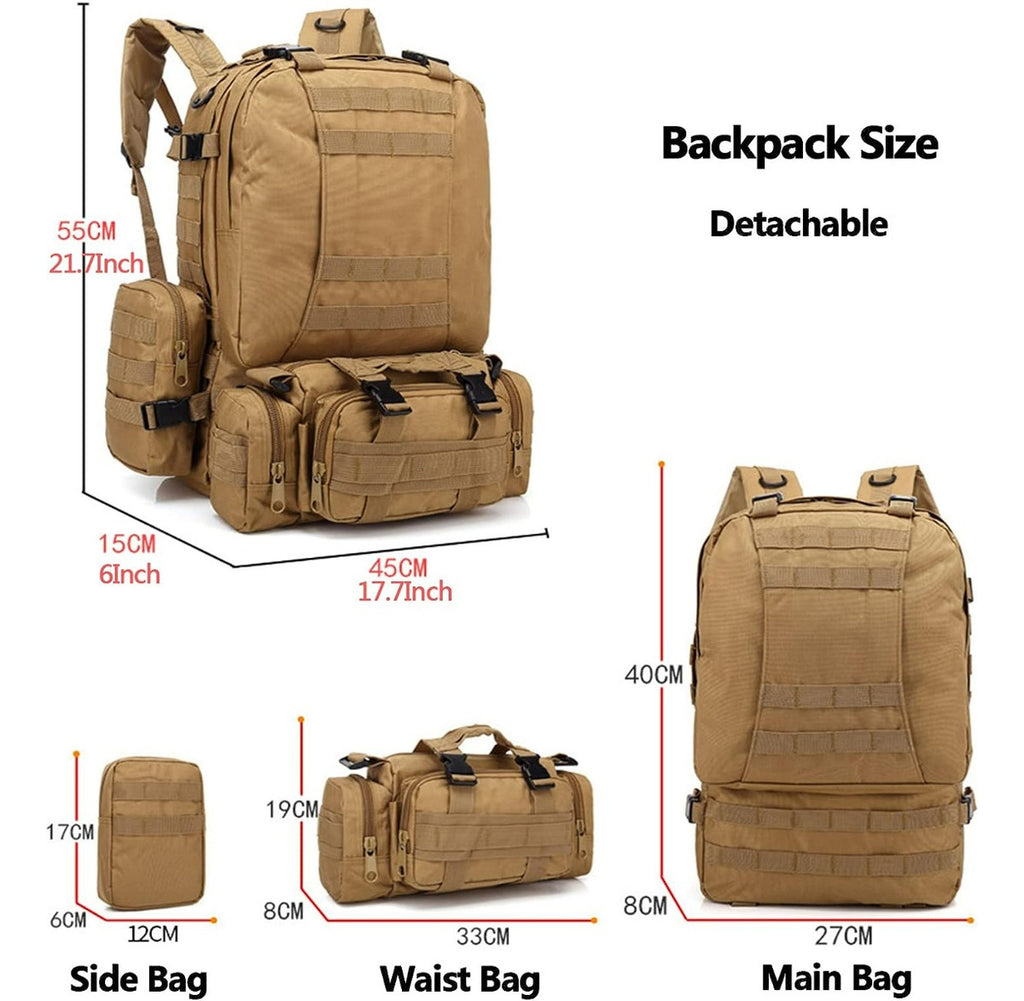 Mochila Táctica Militar Desmontable 50 Litros – Versatilidad Excepcional para Aventuras al Aire Libre
