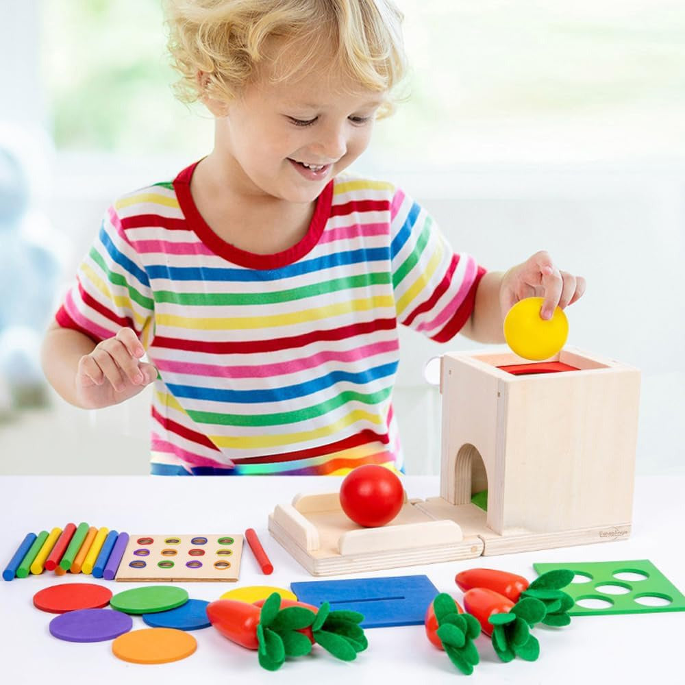 Montesori Juguete De Madera Cubo Encaje Didáctico 4en1 – Diversión Educativa Para Niños