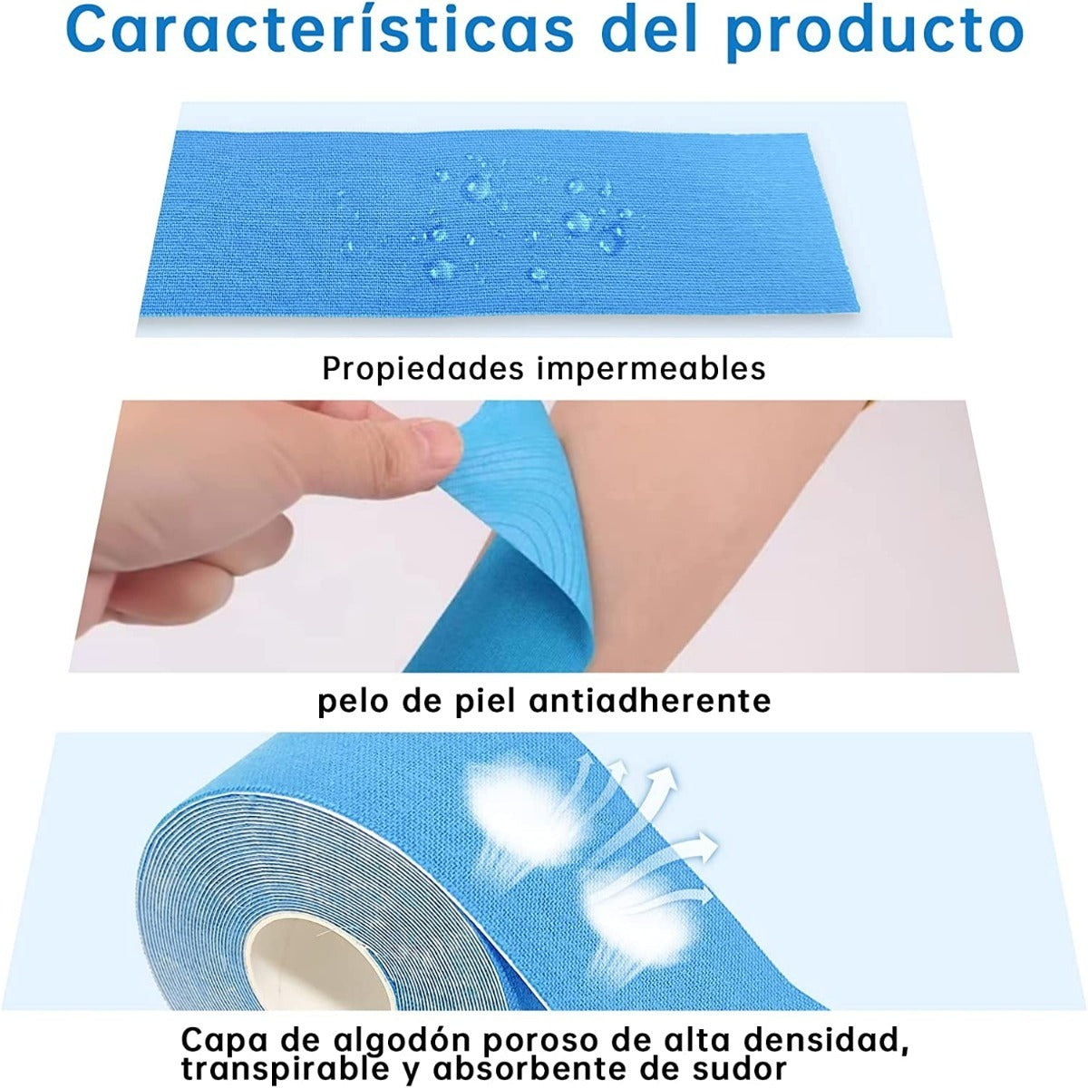 Cinta Kinesiológica Soporte Muscular 5cm 5mts – Alivio para Molestias Musculares