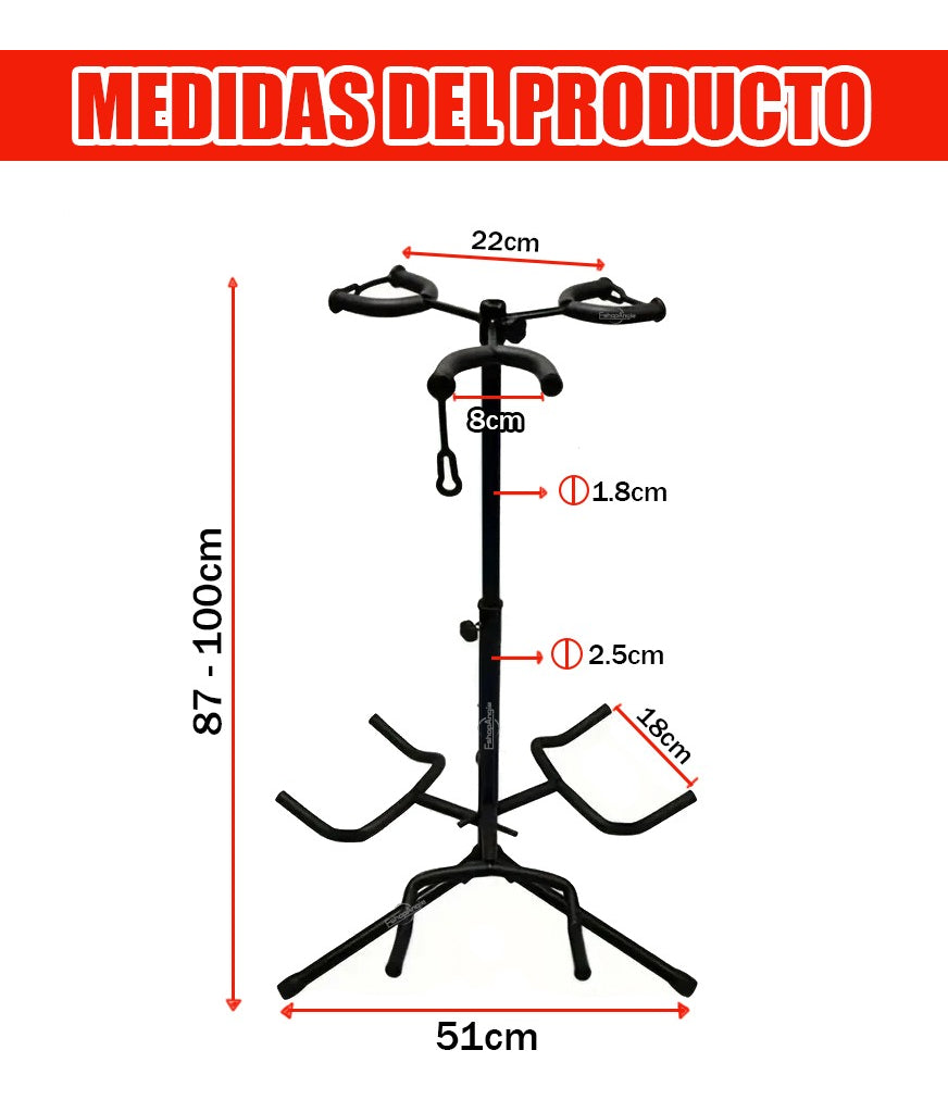 Atril Triple Soporte – Organización y Protección Para Instrumentos De Cuerda