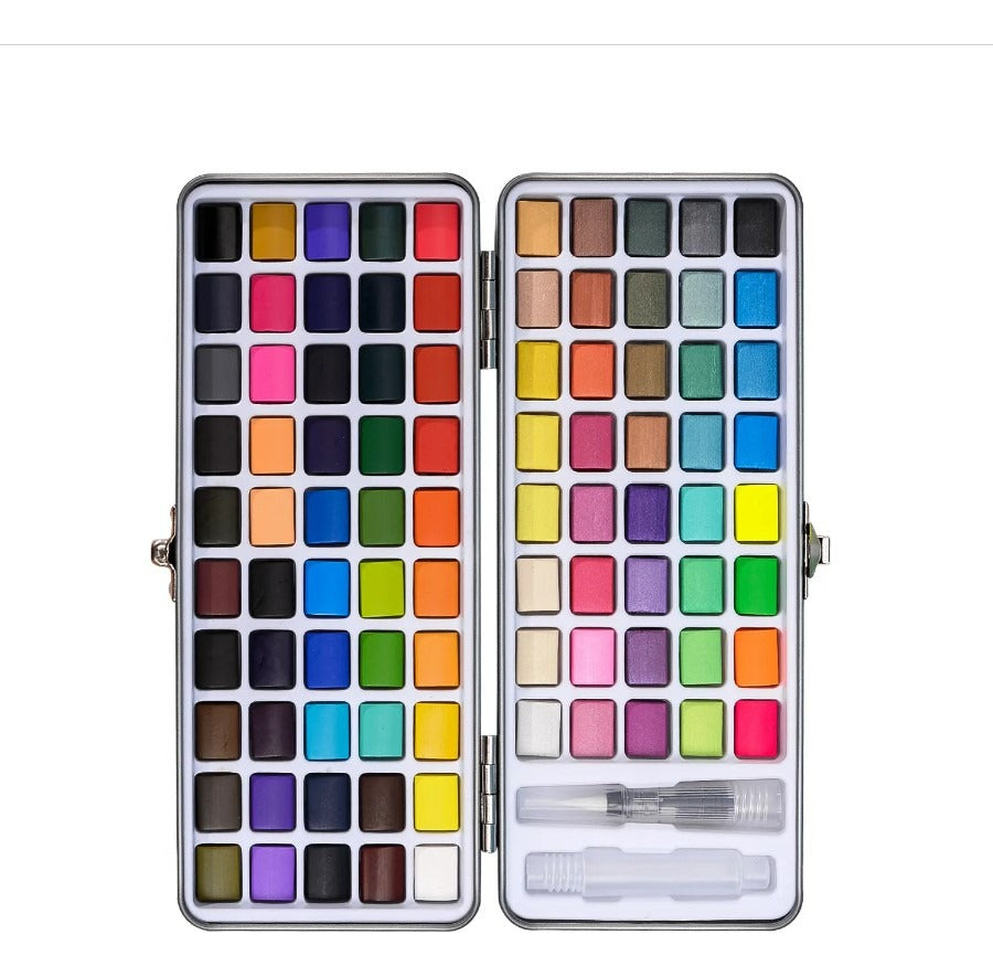 Juego Acuarela 90 Colores – Amplia Variedad de Tonos Regulares, Metalizados y Fluorescentes