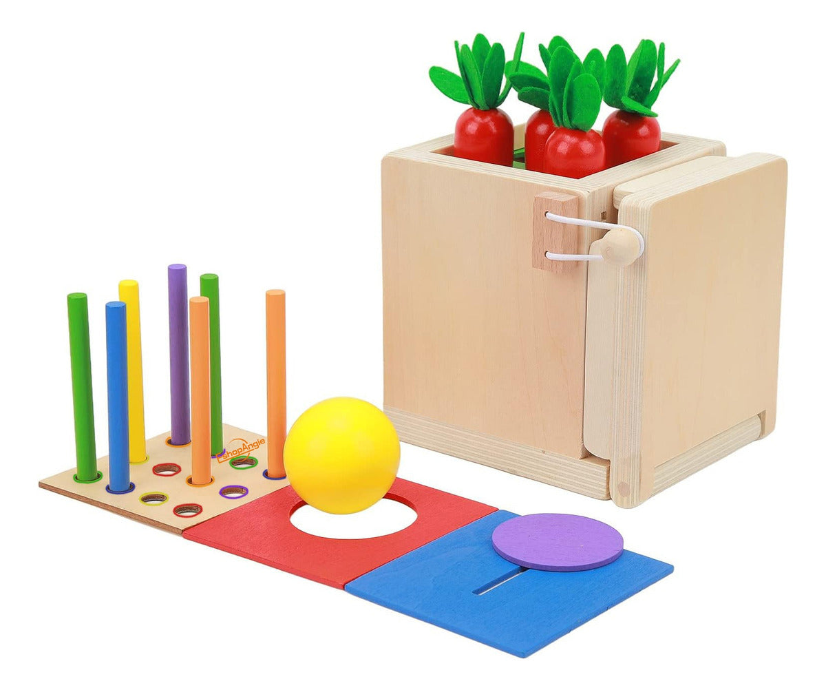Montesori Juguete De Madera Cubo Encaje Didáctico 4en1 – Diversión Educativa Para Niños
