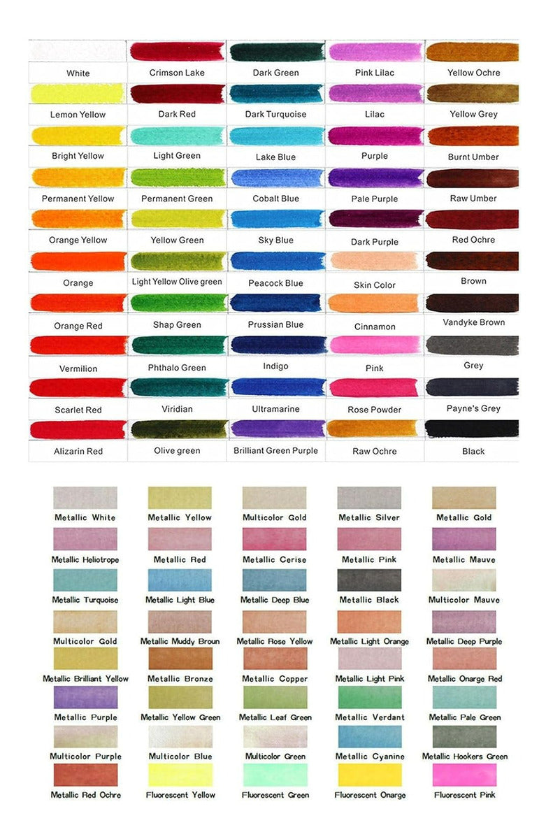 Juego Acuarela 90 Colores – Amplia Variedad de Tonos Regulares, Metalizados y Fluorescentes