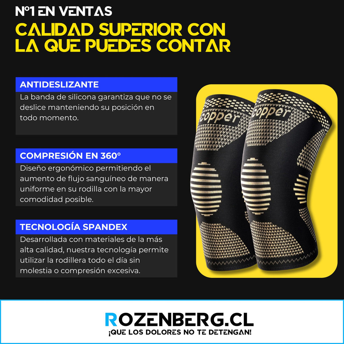 Rozenberg Rodilleras Compresión X2 – Alivio y Protección Con Fibra De Cobre