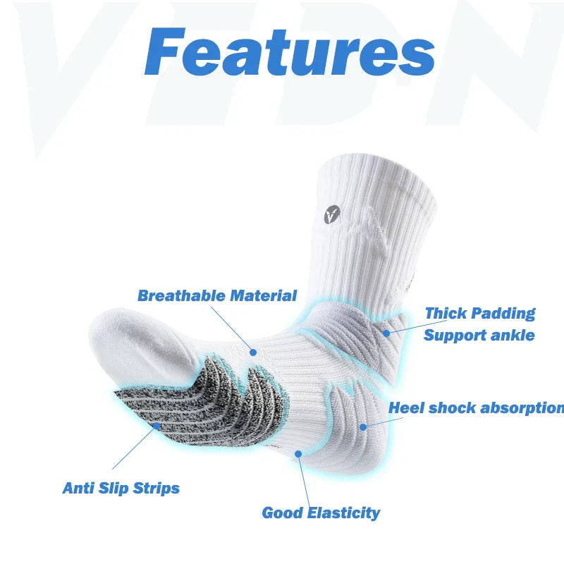 Veidoorn Non Slip Basketball Socks – Thick Padding for Maximum Shock Absorption