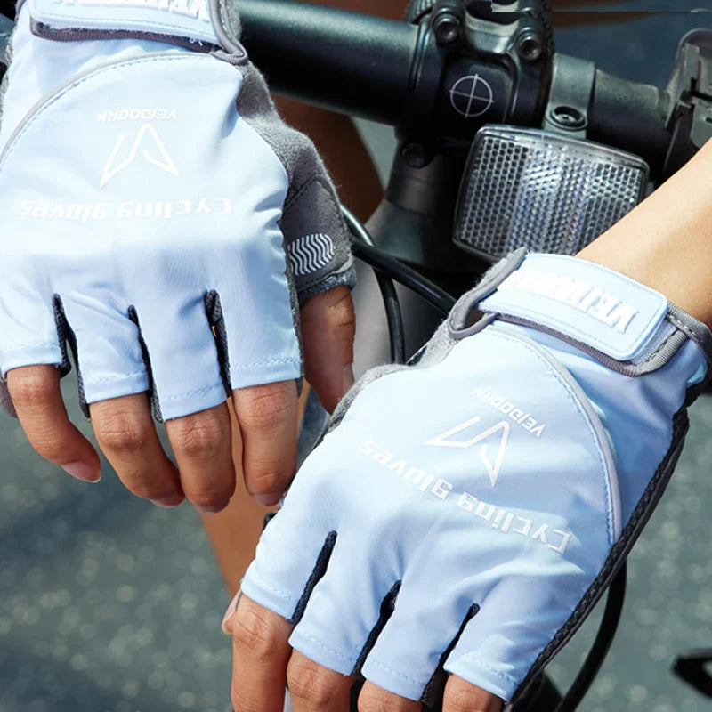 Veidoorn Half Finger Cycling Gloves – Advanced Shock Absorption with Reflective Strips