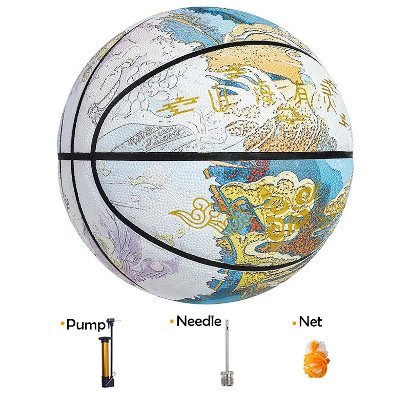 Veidoorn Chinoiserie PU Game Basketball – Professional Quality Size 7 Outdoor Ball