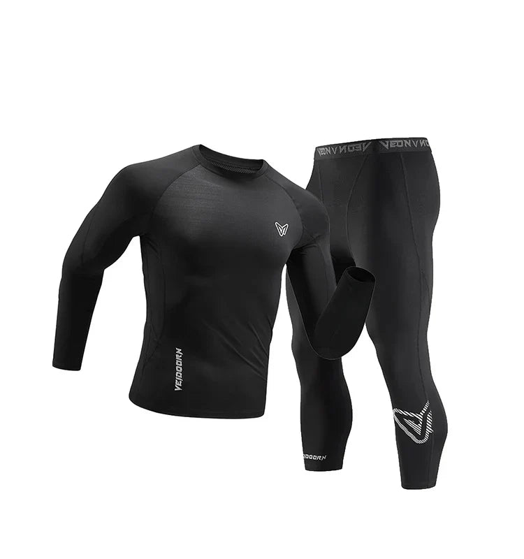 Veidoorn Men's Workout Sports Suit – Quick-Drying High-Elasticity Compression Set