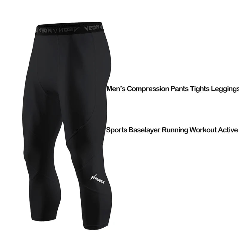 Veidoorn Soft 3/4 Compression Tights – Quick Dry Training Leggings