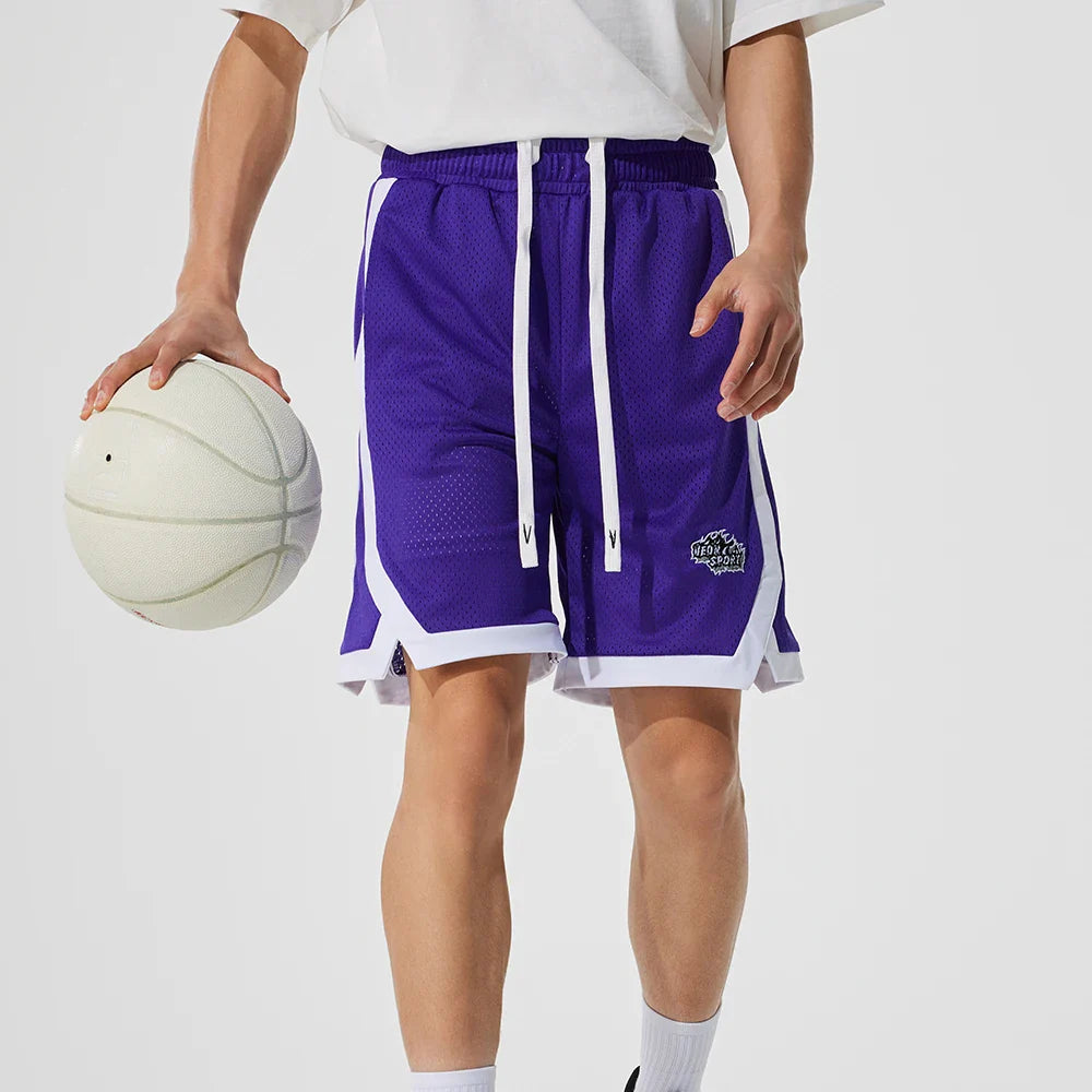 Veidoorn Laker Purple Mesh Basketball Shorts – Breathable Fabric with Side Pockets