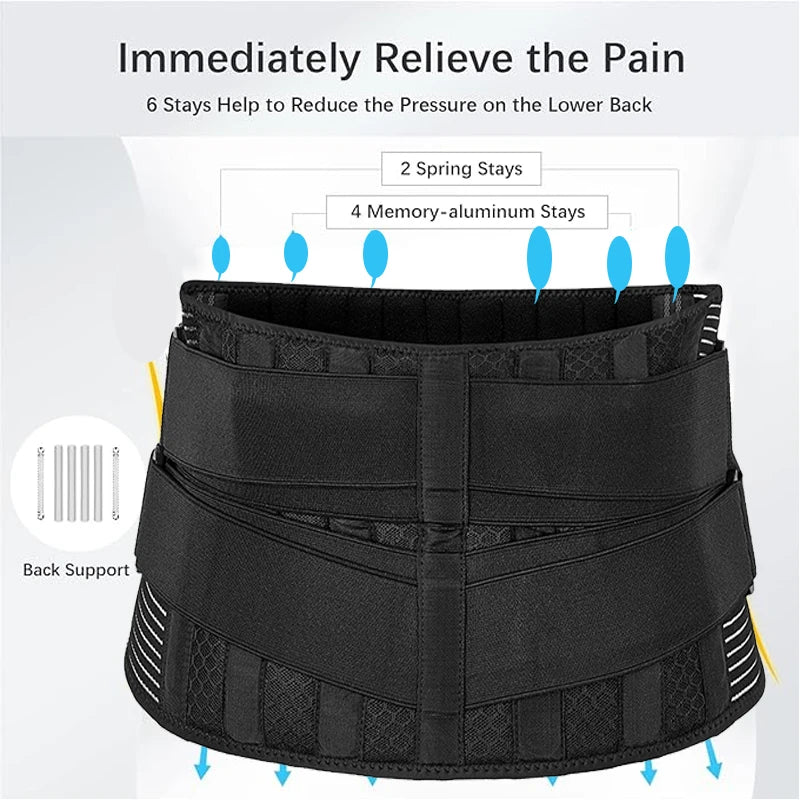 Veidoorn Professional Back Brace Support Belt – Adjustable Lumbar Support for Back Pain Relief