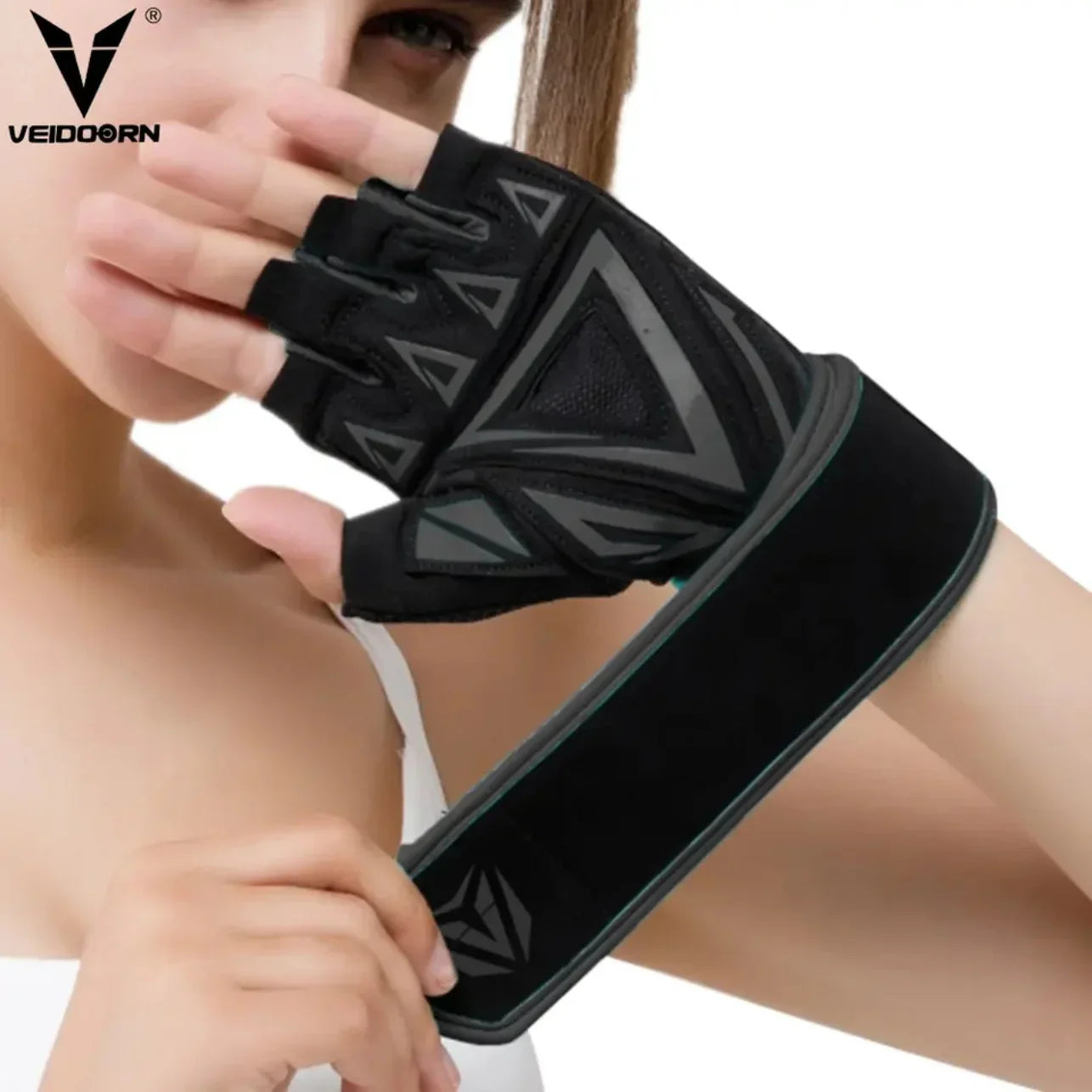 Veidoorn Wrist Strap Gloves – Breathable Anti-Slip Support for Gym Workouts