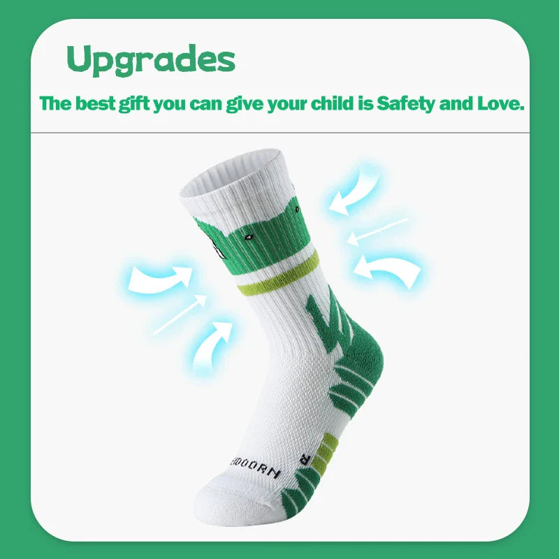 Veidoorn Basketball Socks for Kids – Funny Frog Design with Anti-Slip Cushioning