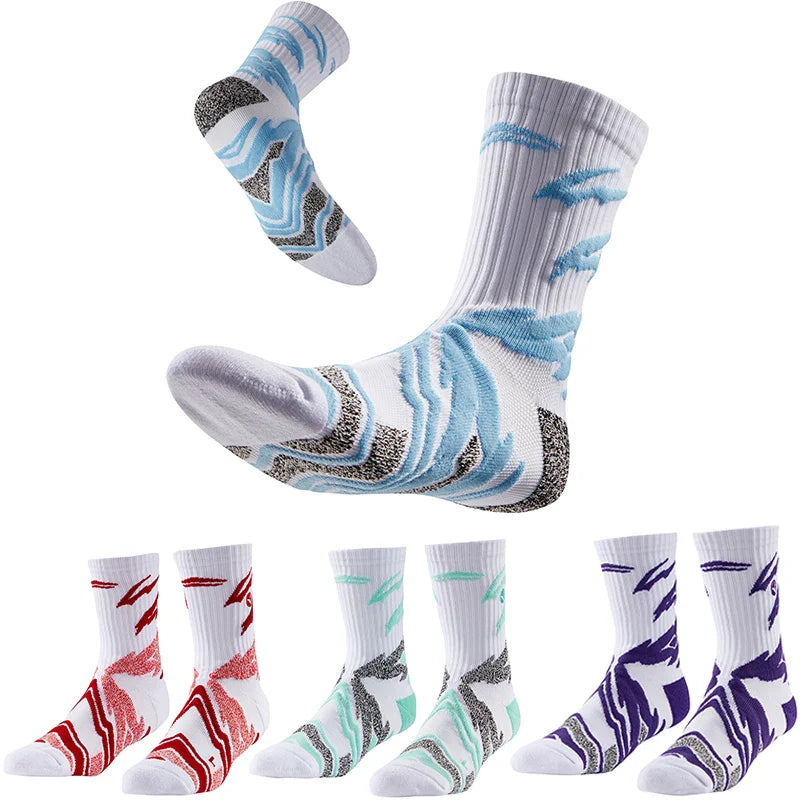 Veidoorn Long Tube Crew Socks – Non-Slip Towel Bottom Ankle Support