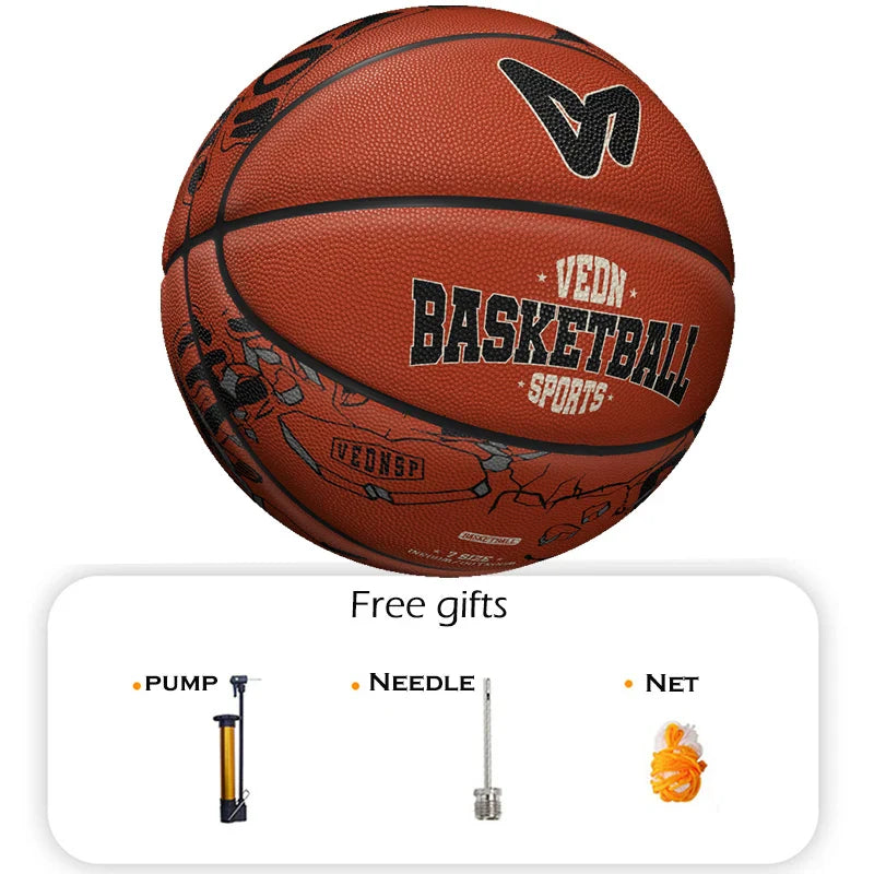 Veidoorn Size 7 Classic Color Rubber Basketball – Durable Grip for Indoor and Outdoor Play