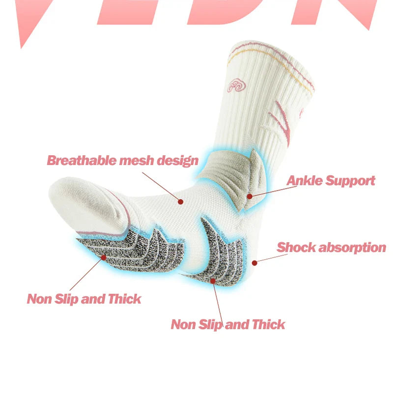 Veidoorn Towel Bottom Compression Socks – Breathable Non-Slip Grip for Athletes