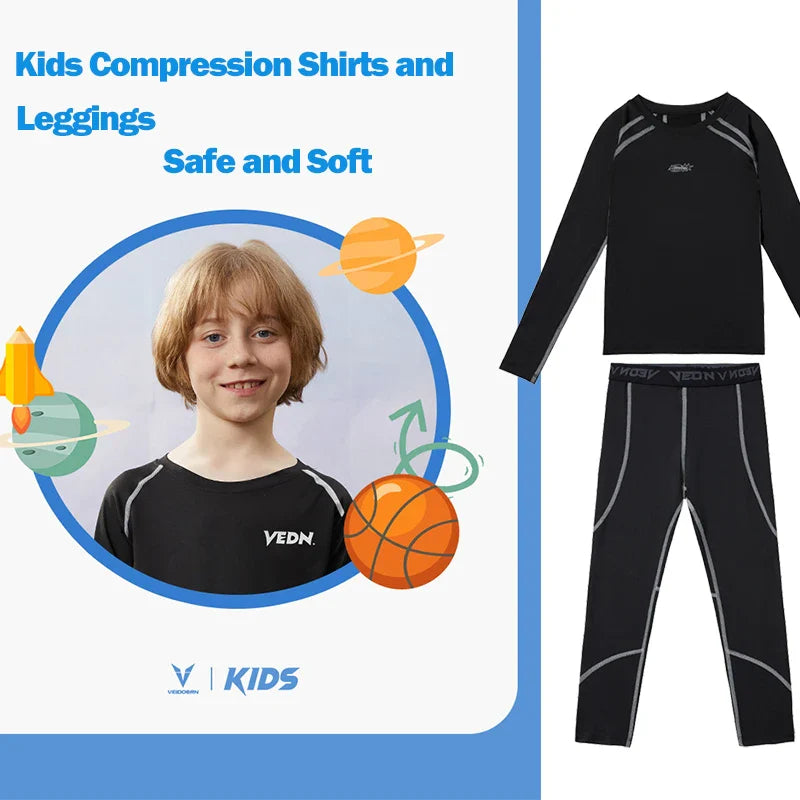 Veidoorn Youth Boys Compression Leggings Shirt – Enhanced Agility and Comfort