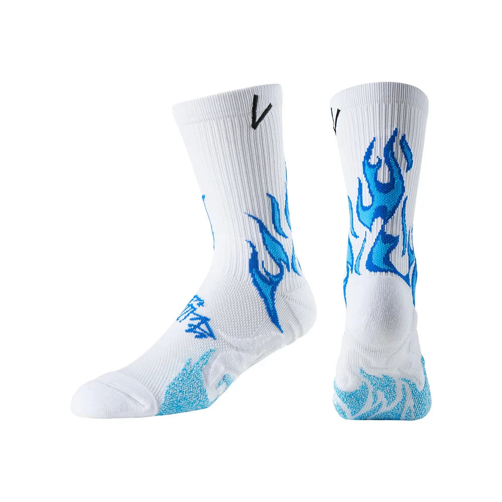 Veidoorn Fire Pattern Running Socks – Breathable Cushioned Compression with Arch Support