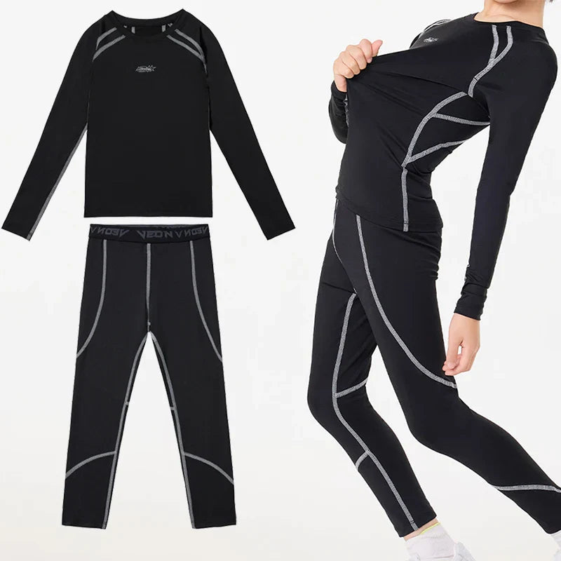 Veidoorn Youth Boys Compression Leggings Shirt – Enhanced Agility and Comfort