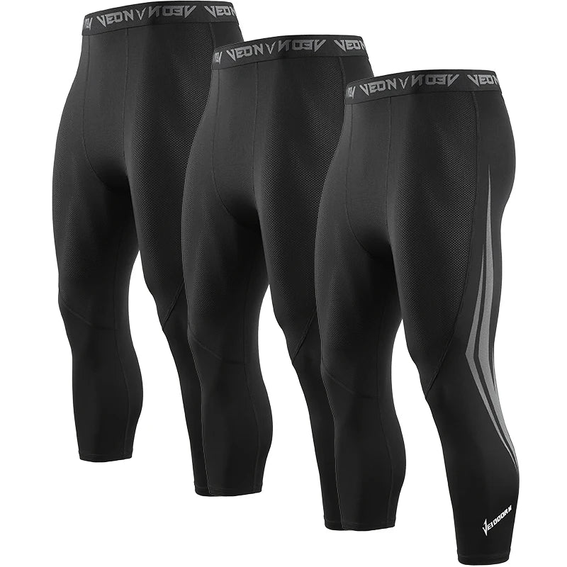 Veidoorn Men's 3/4 Compression Tights – Superior Comfort and Support