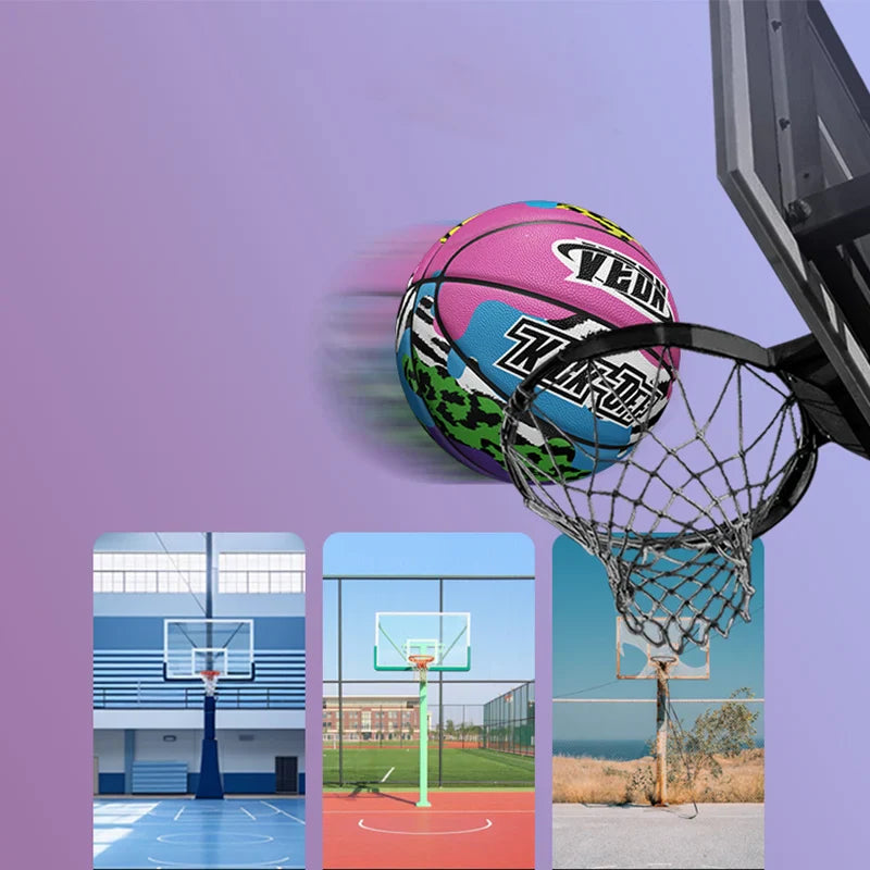 Veidoorn Colorful PU Basketball Size 7 – Durable Outdoor Performance