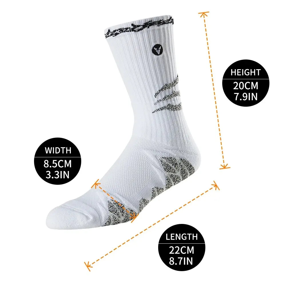 Veidoorn Men's Athletic Cushioned Crew Socks – High Cut Anti-Slip Ankle Support
