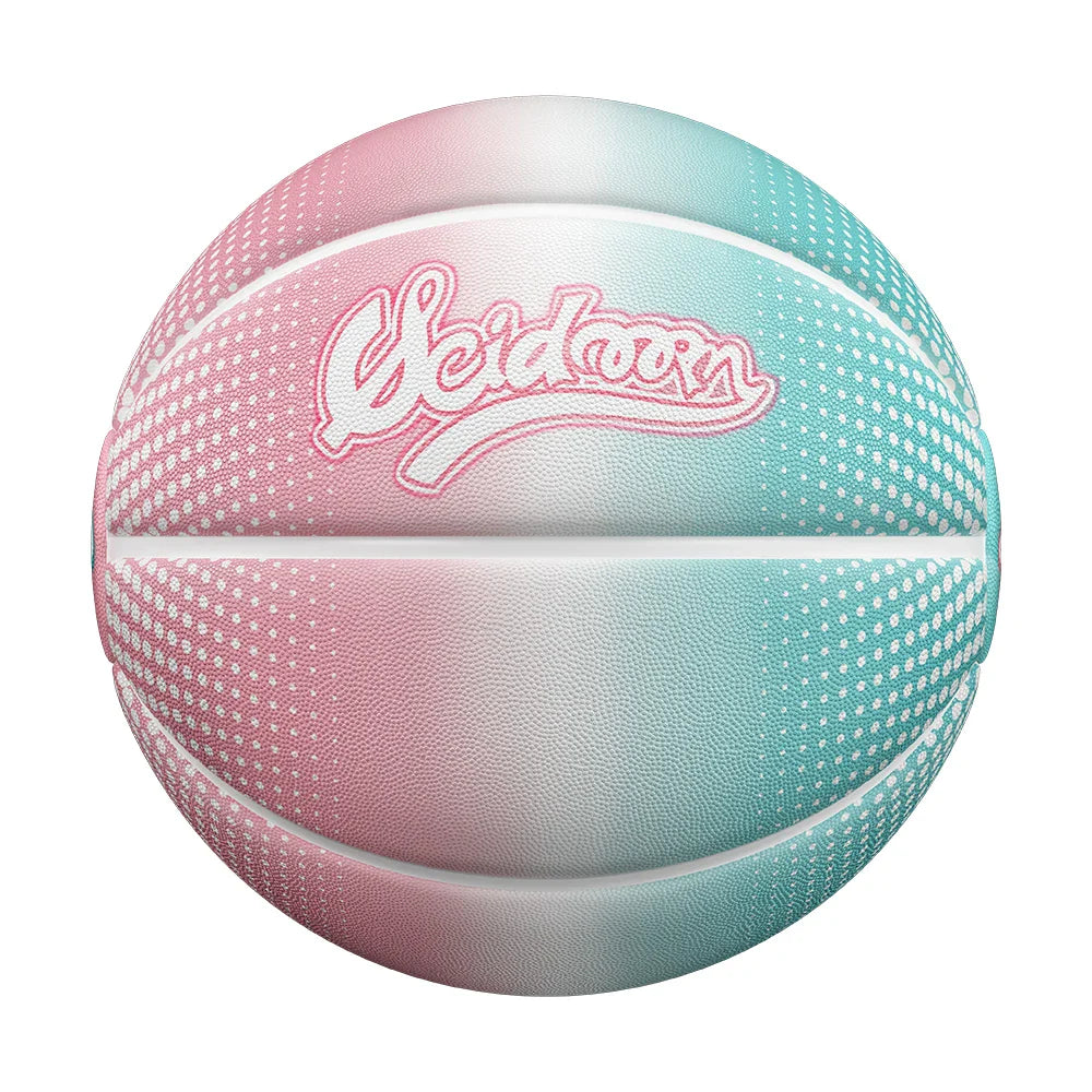 Veidoorn Pink Green Gradient Basketball – High-Quality PU Leather Design