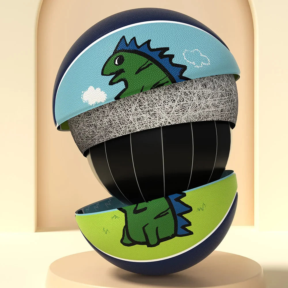 Veidoorn Dinosaur Rubber Basketball – Durable Indoor Outdoor Play